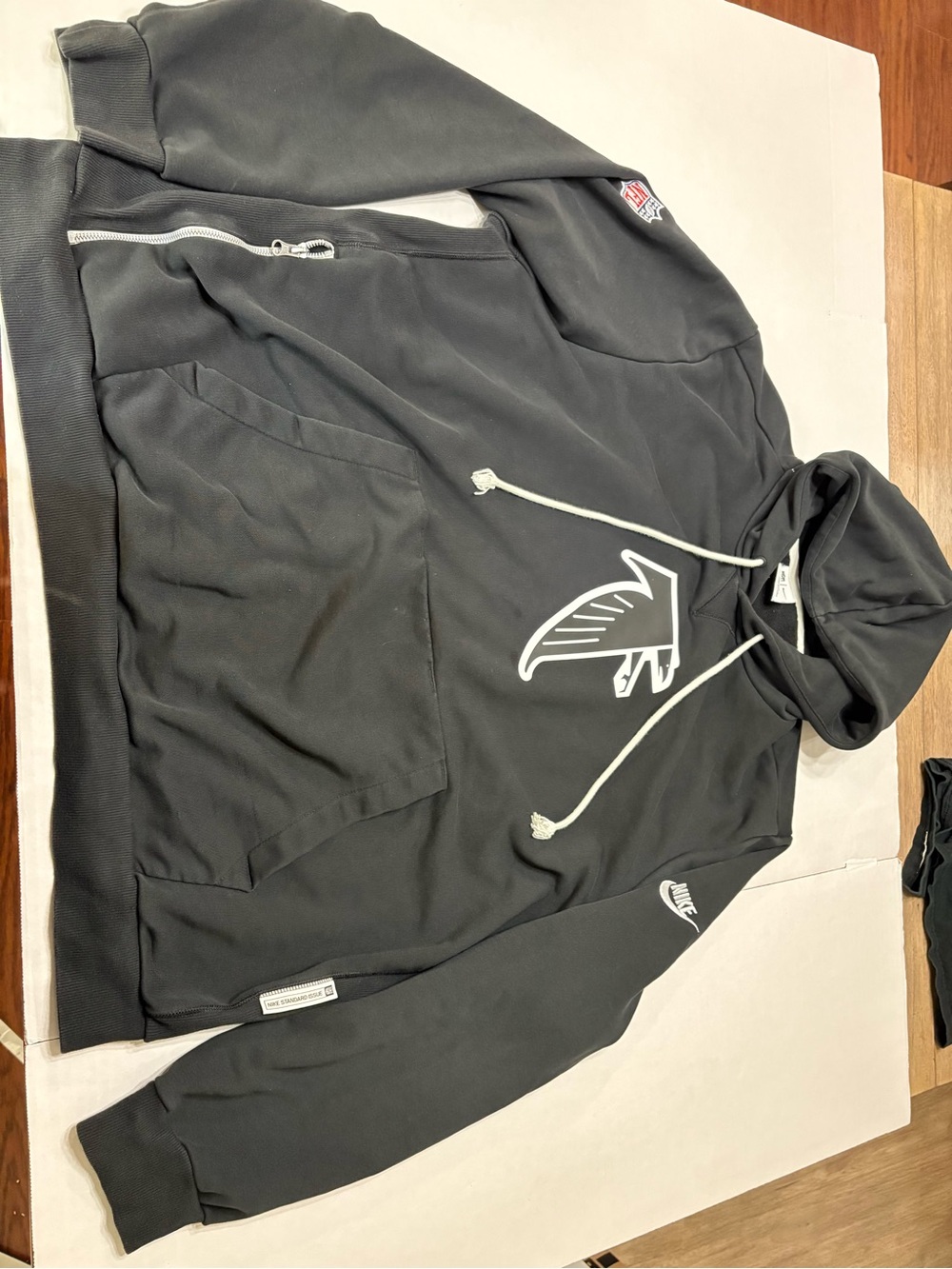 Nike Black Pullover Hoodie with White Drawcords & falcons